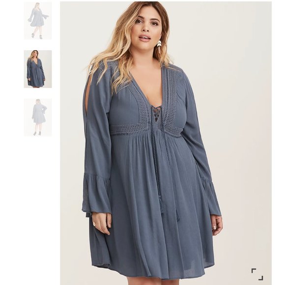 Torrid GAUZE LACE UP SKATER DRESS - Picture 2 of 15